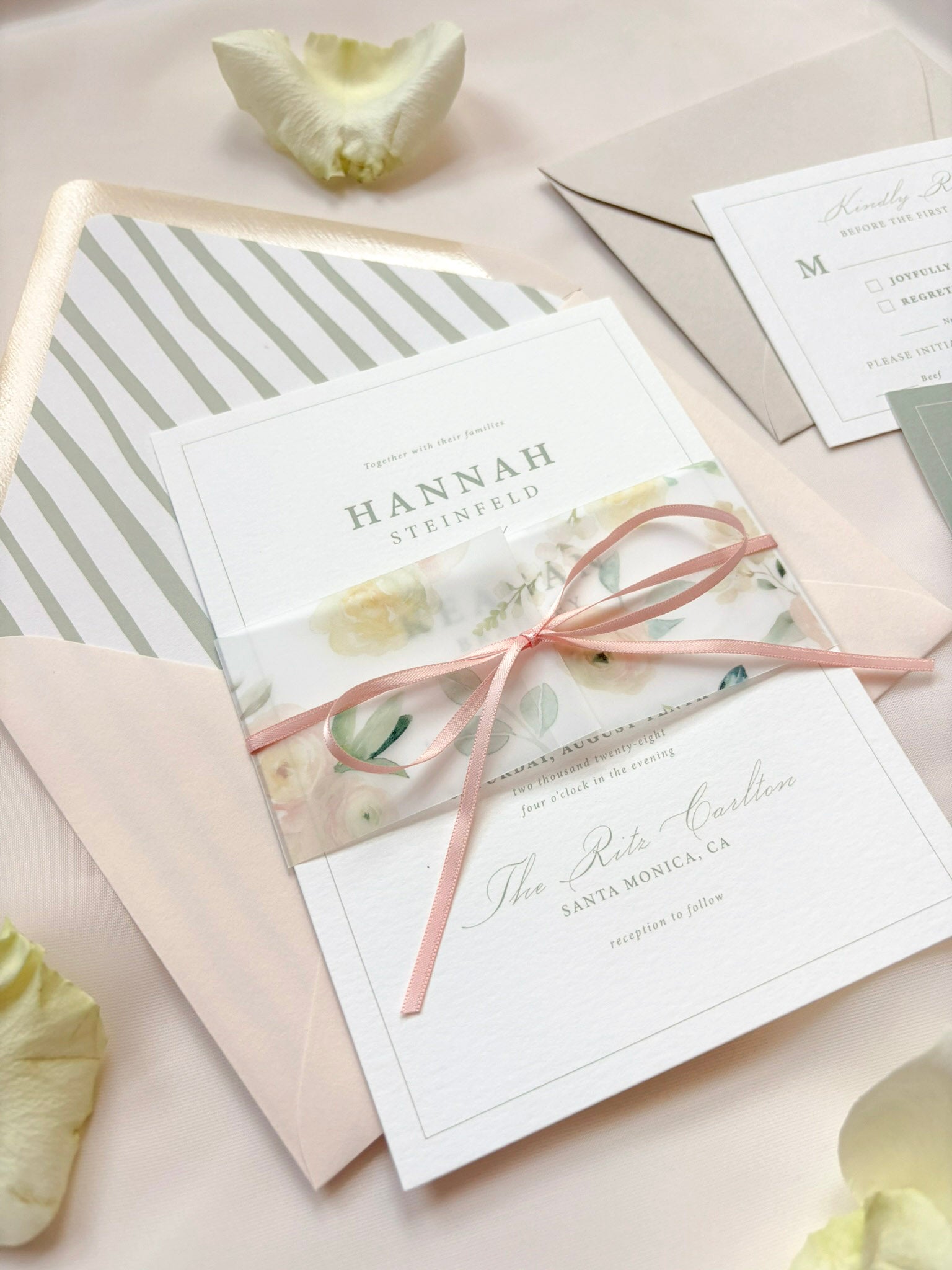 Peaches and Greens Invitation Suite