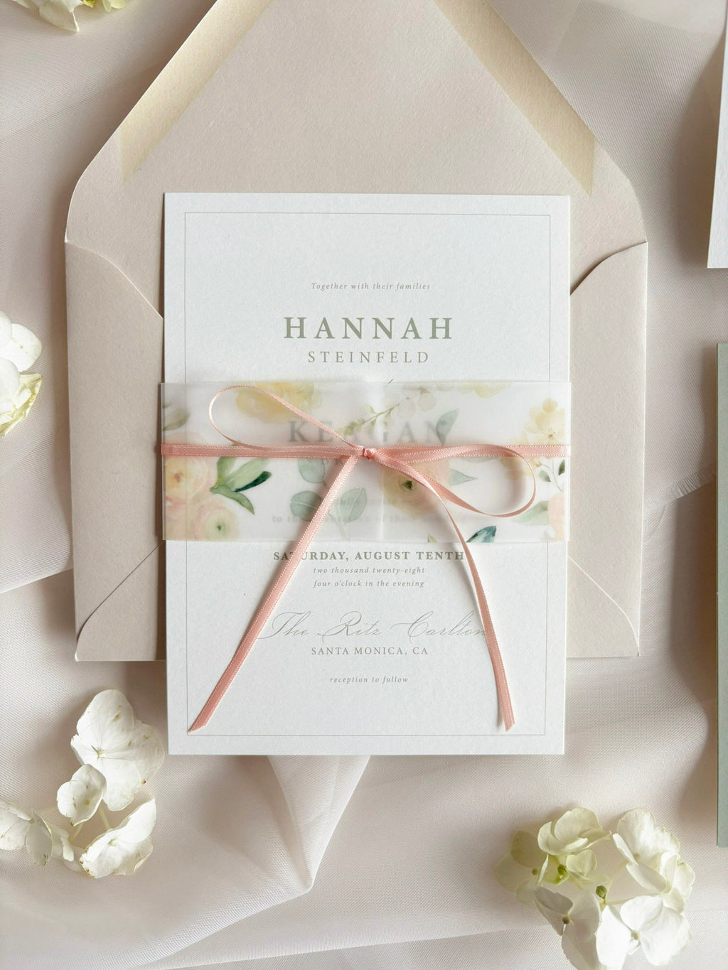 Peaches and Greens Invitation Suite