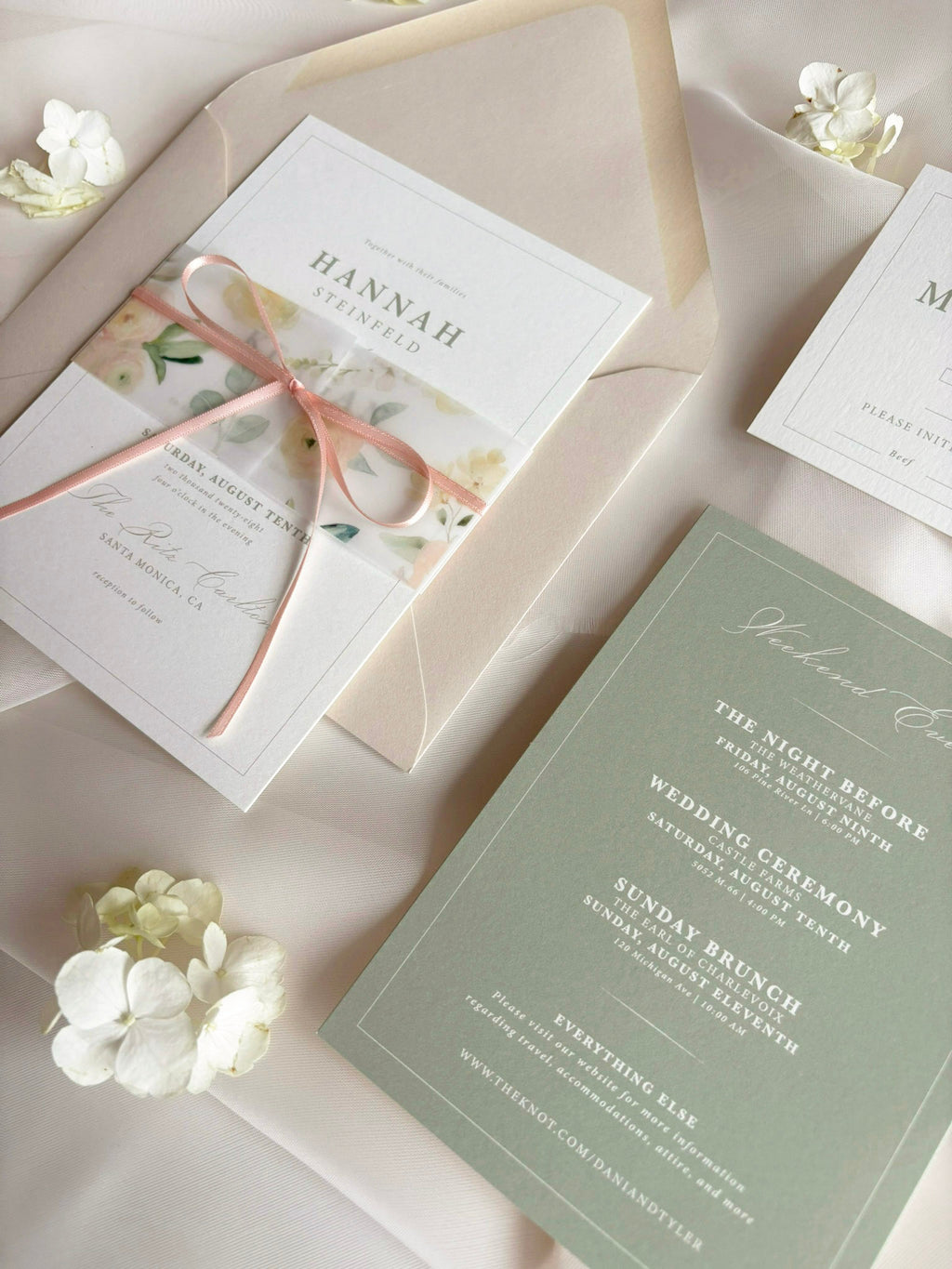 Peaches and Greens Invitation Suite