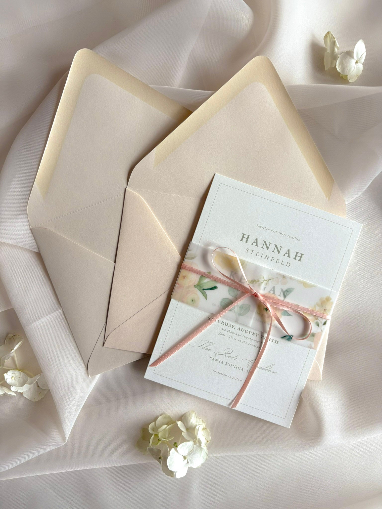 Peaches and Greens Invitation Suite