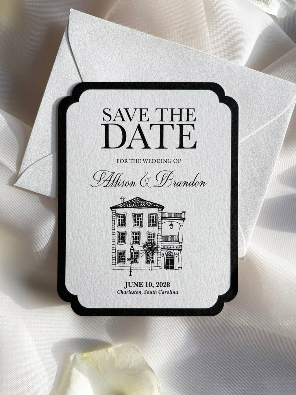 Black and White Double Round Save-the-Date