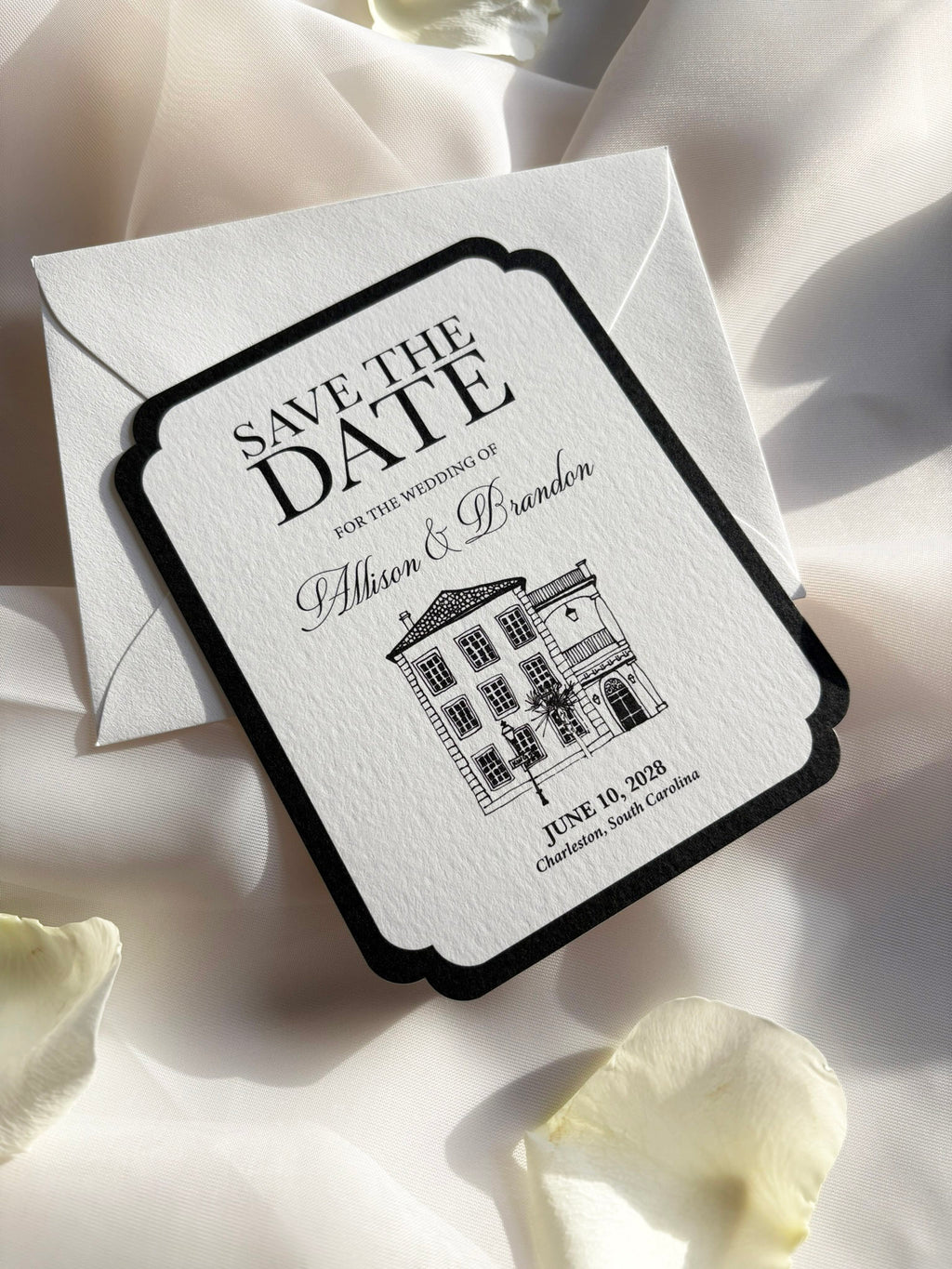 Black and White Double Round Save-the-Date