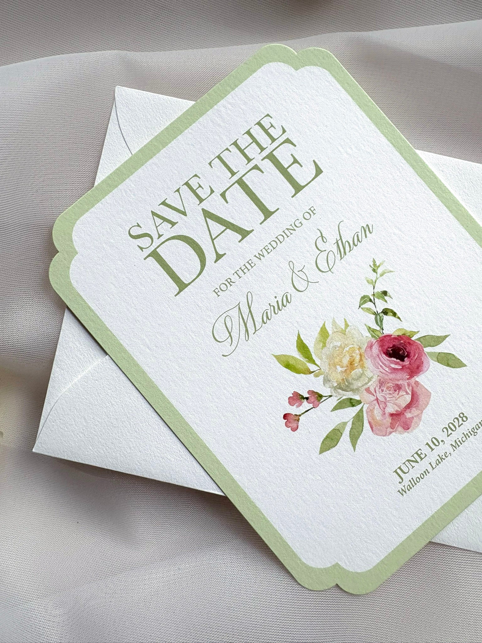 Spring Green Double Round Save-the-Date