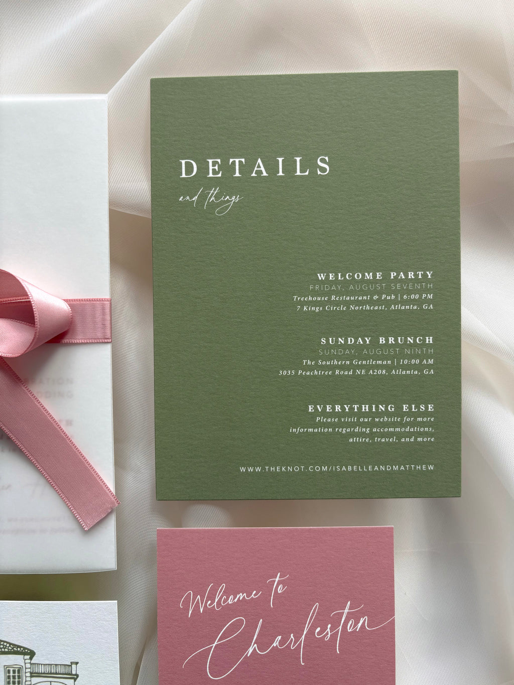 Mauve and Moss Invitation Suite