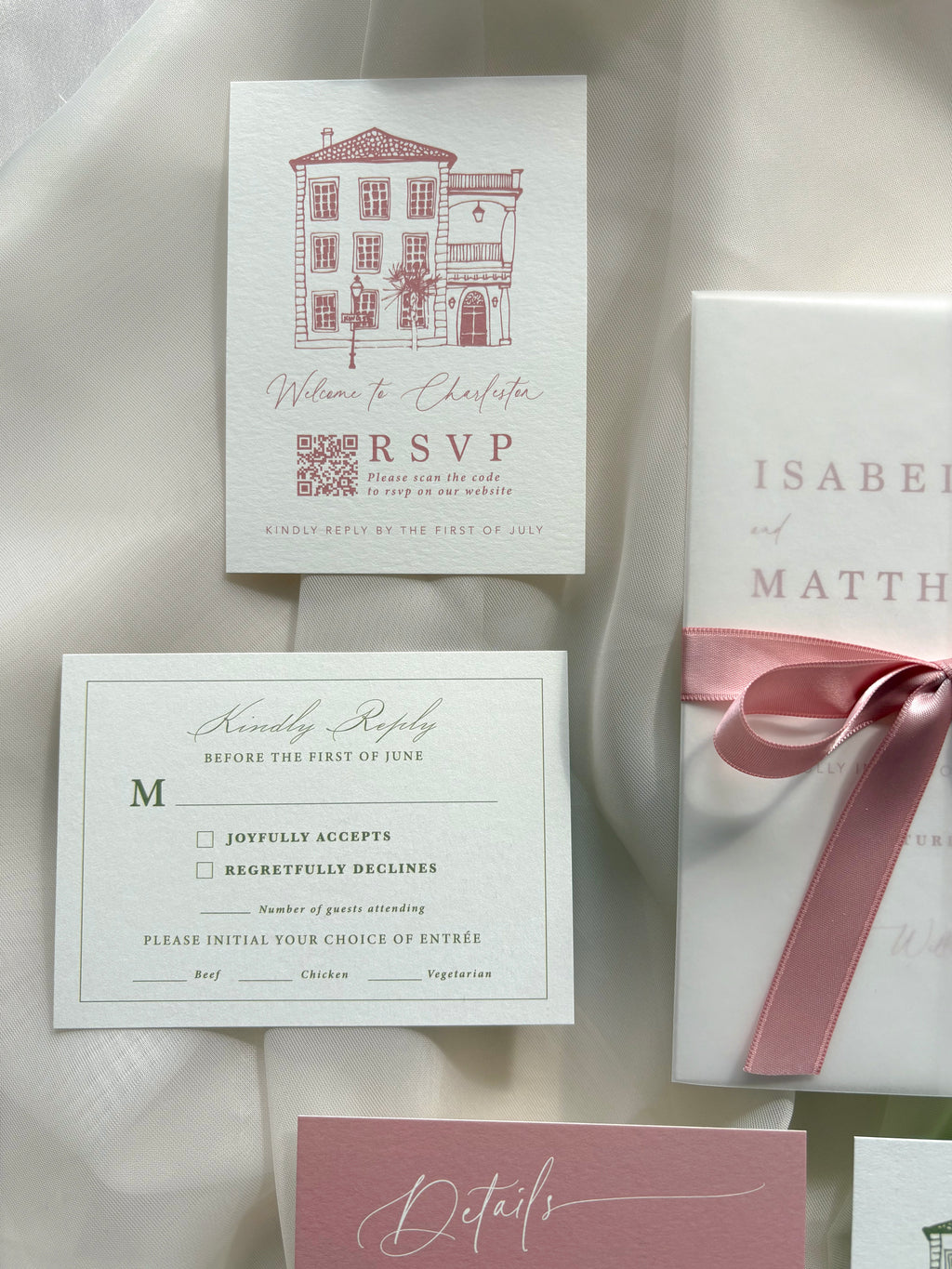 Mauve and Moss Invitation Suite