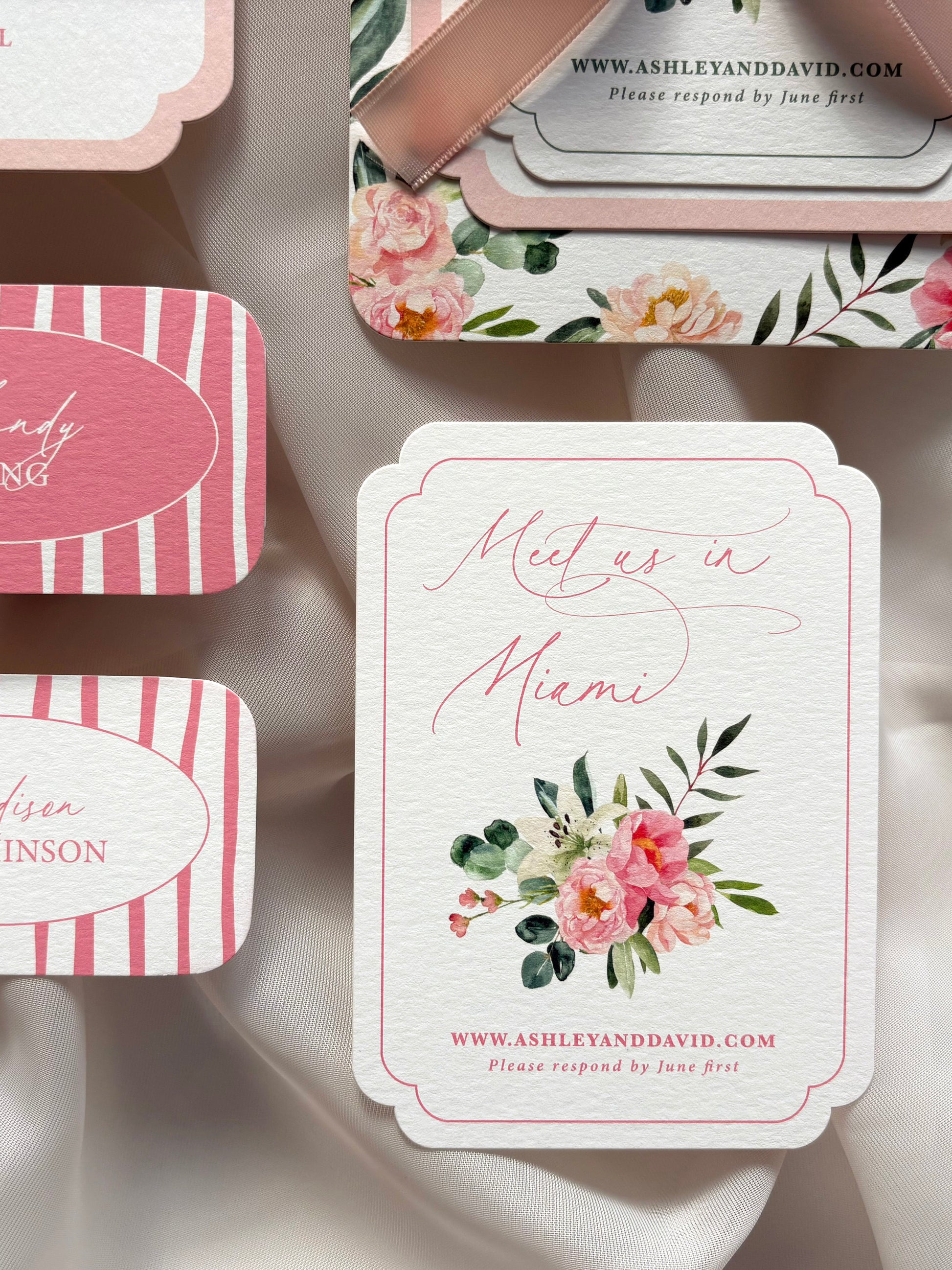 Tropical Pink and Green Beach Invitation Suite