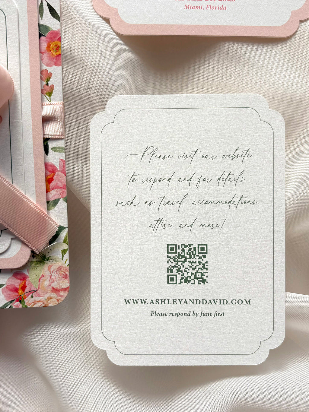 Tropical Pink and Green Beach Invitation Suite