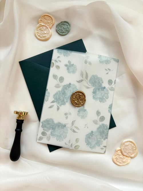 Blue Hydrangea Vellum Wrap