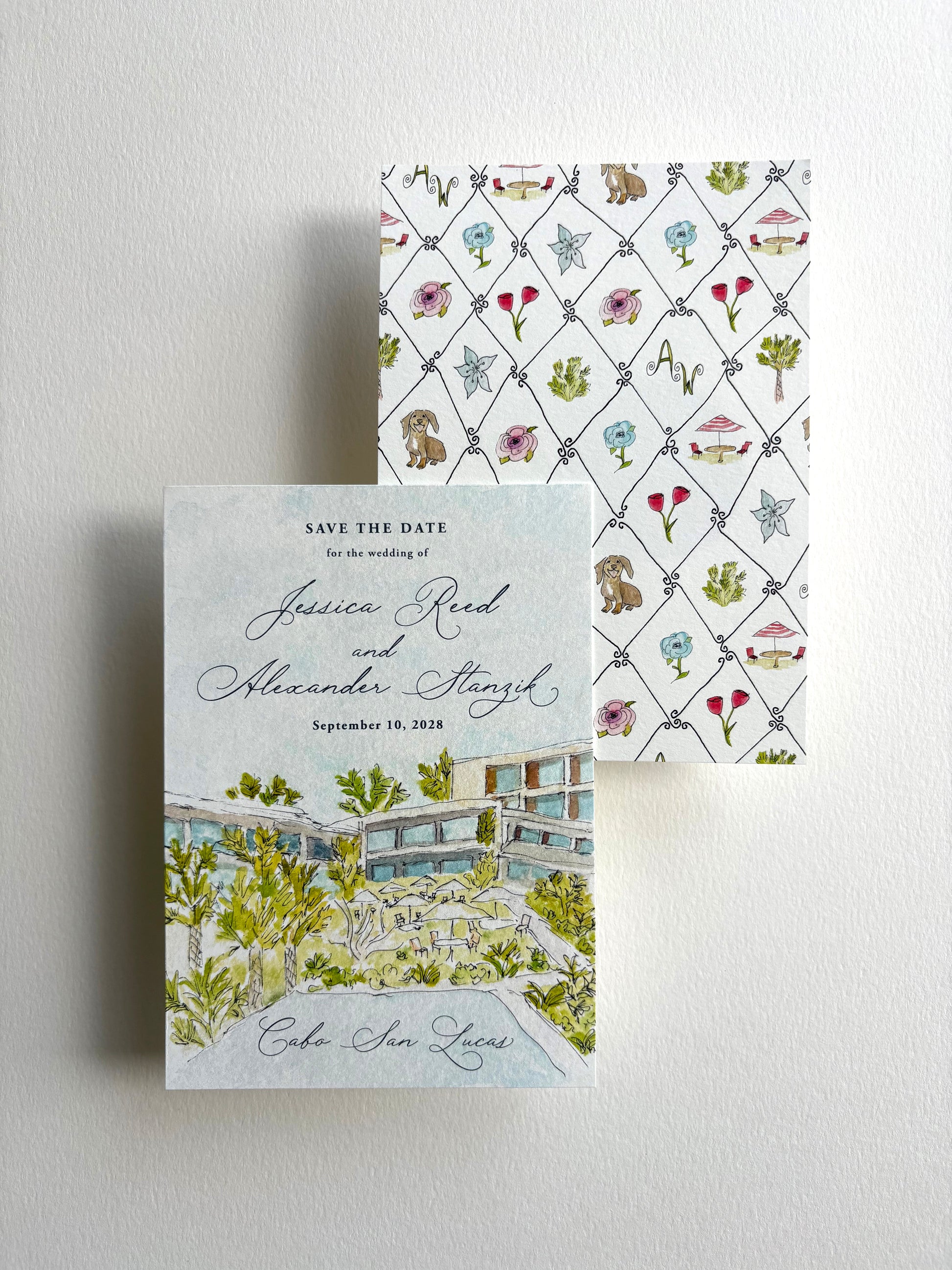 Watercolor Venue Illustration Save the Date