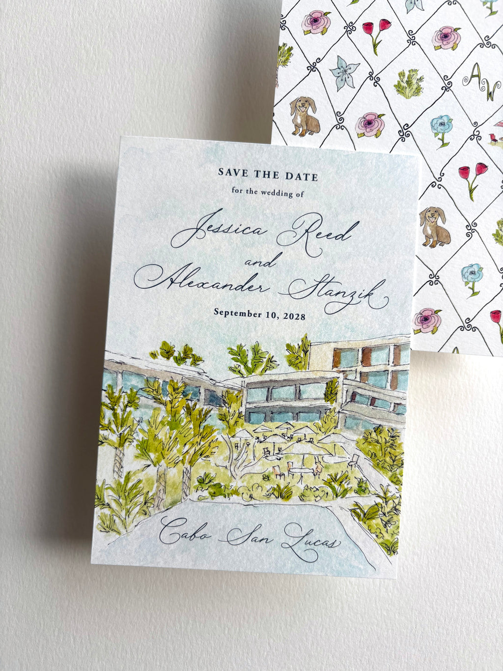 Watercolor Venue Illustration Save the Date