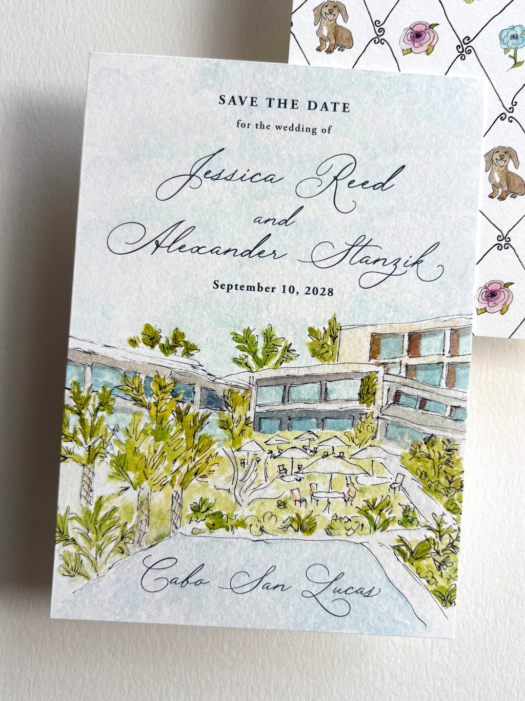 Watercolor Venue Illustration Save the Date
