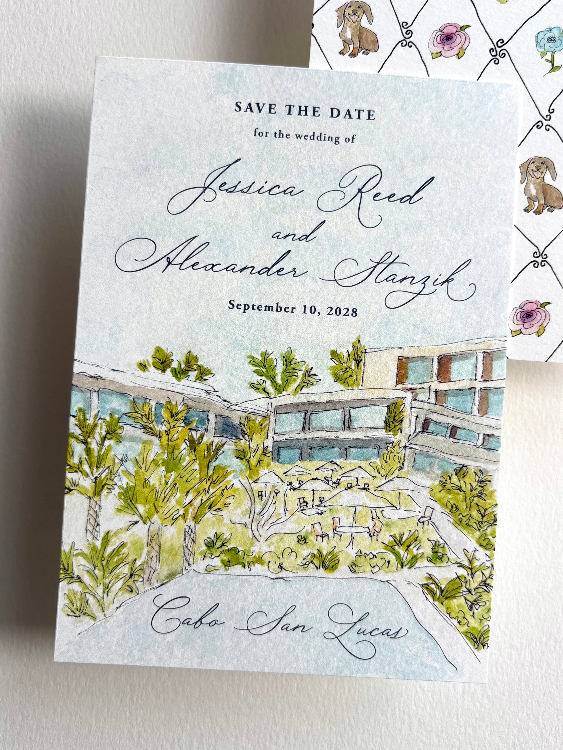 Watercolor Venue Illustration Save the Date