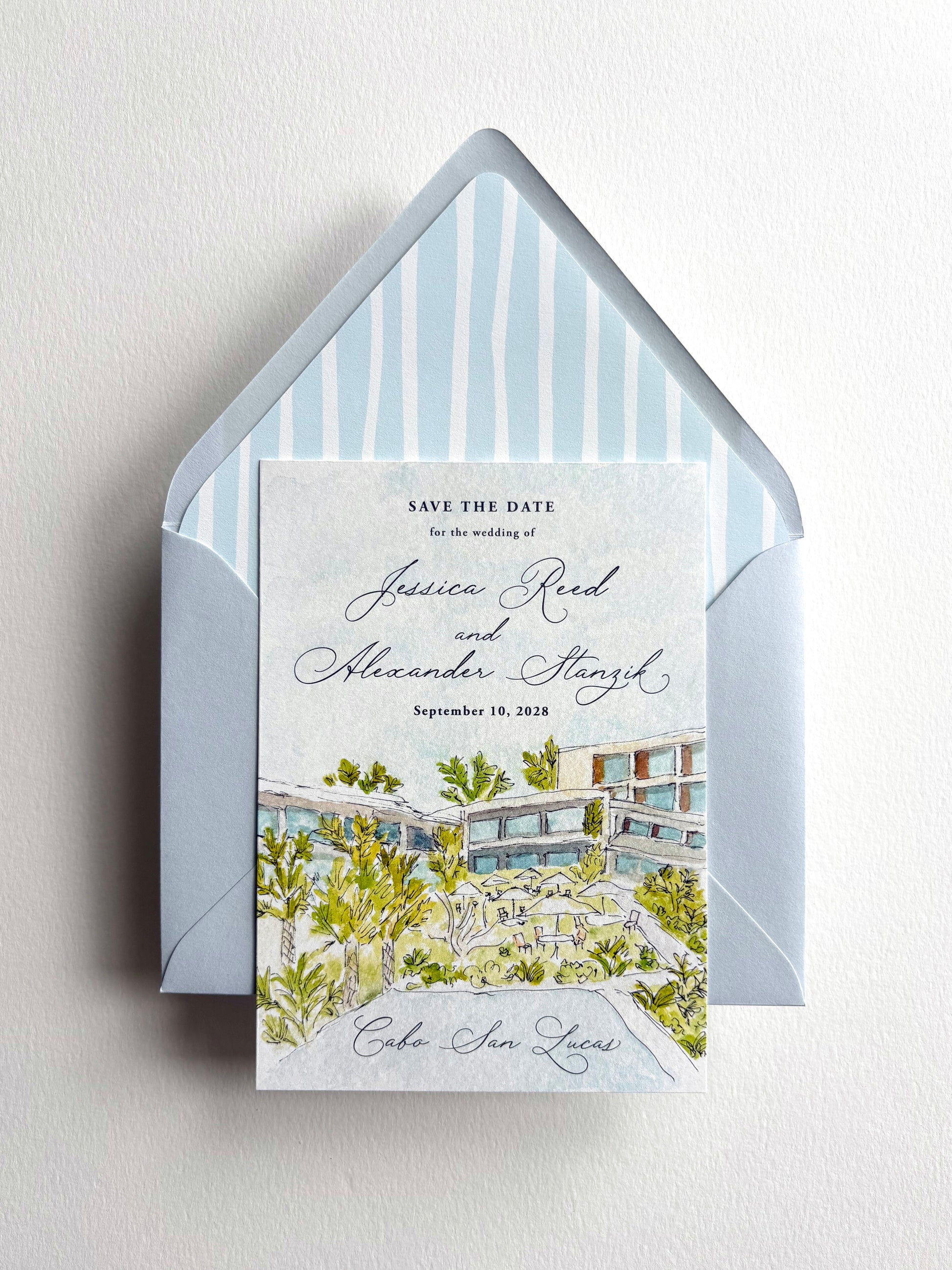 Watercolor Venue Illustration Save the Date