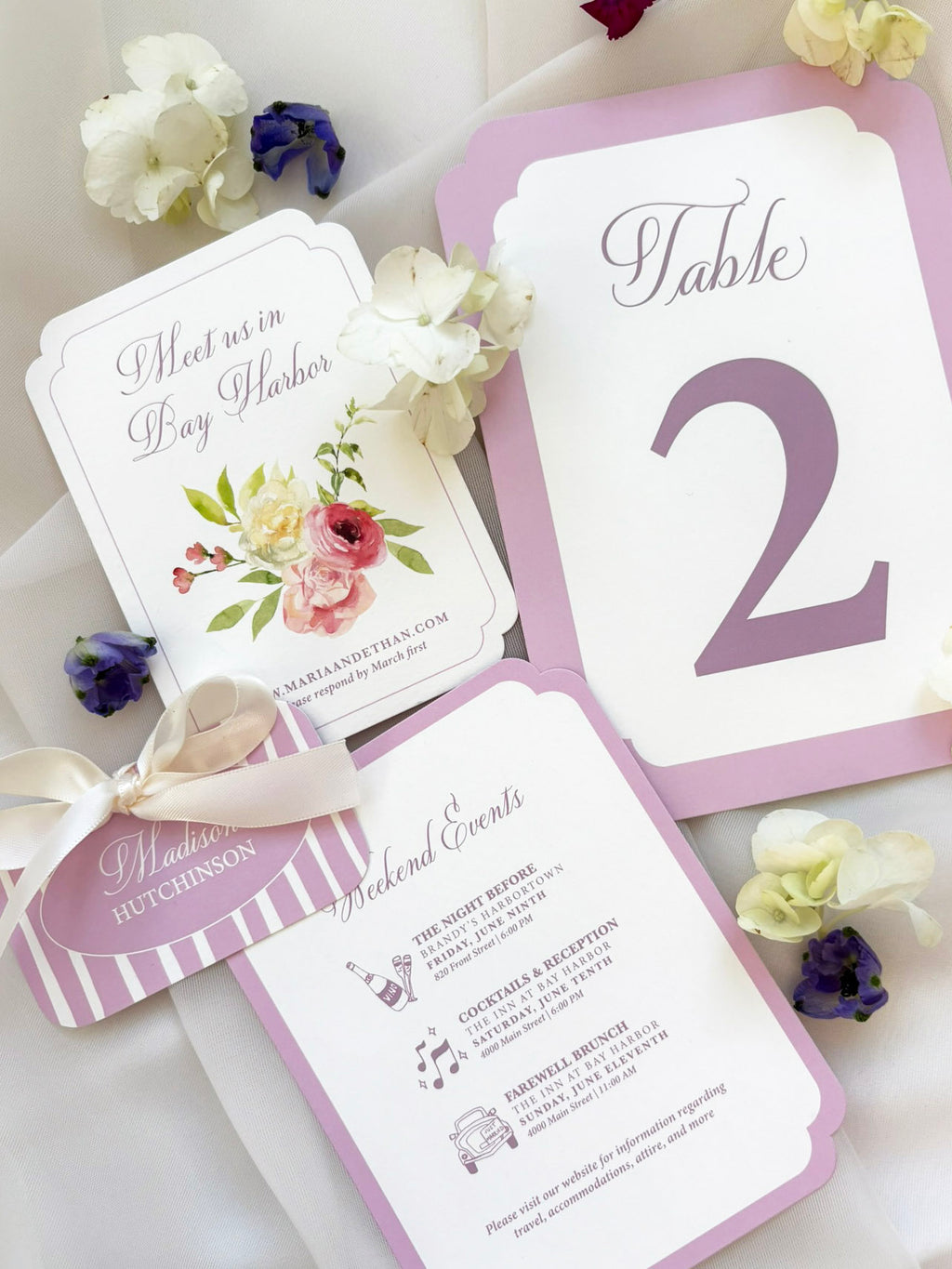 Purple Stripes Invitation Suite