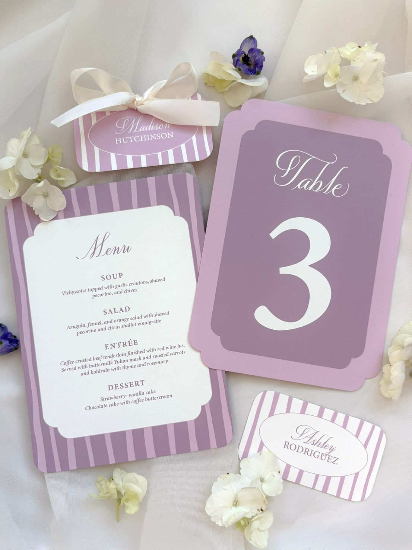 Purple Stripes Invitation Suite