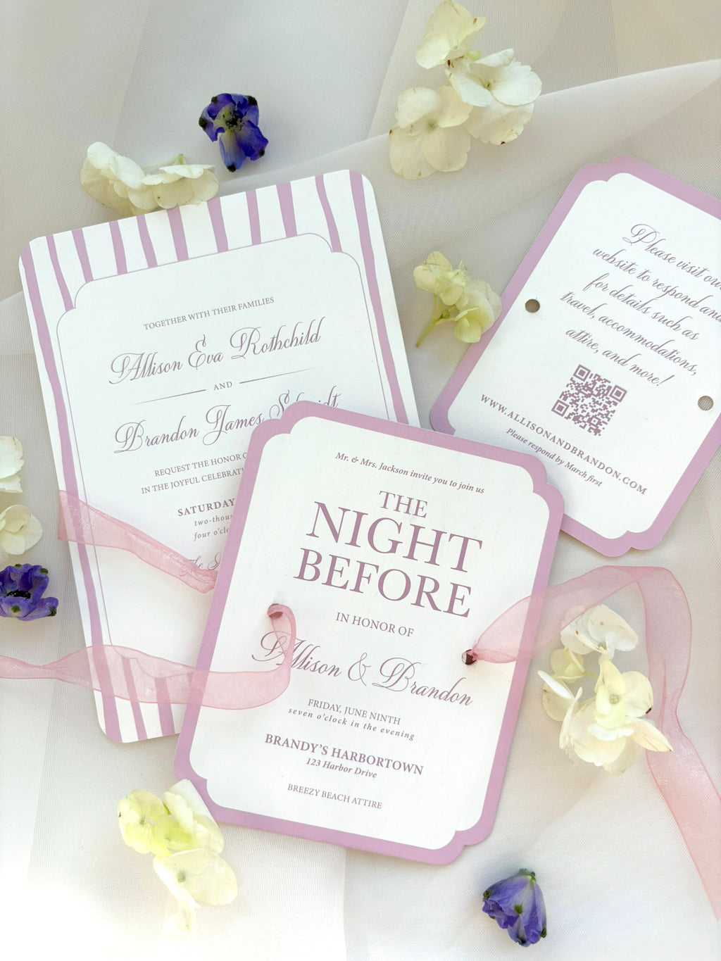 Purple Stripes Invitation Suite