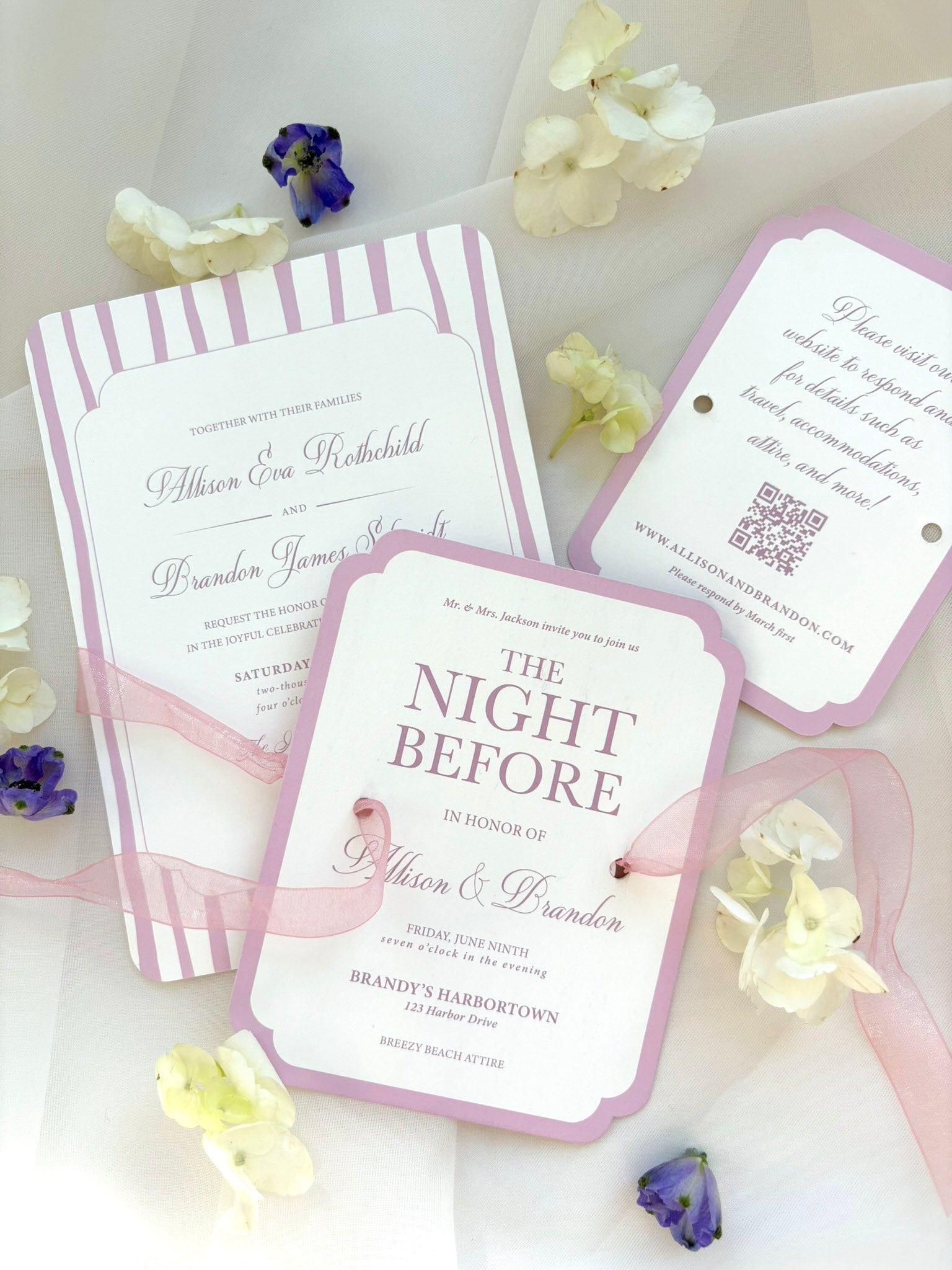 Purple Stripes Invitation Suite
