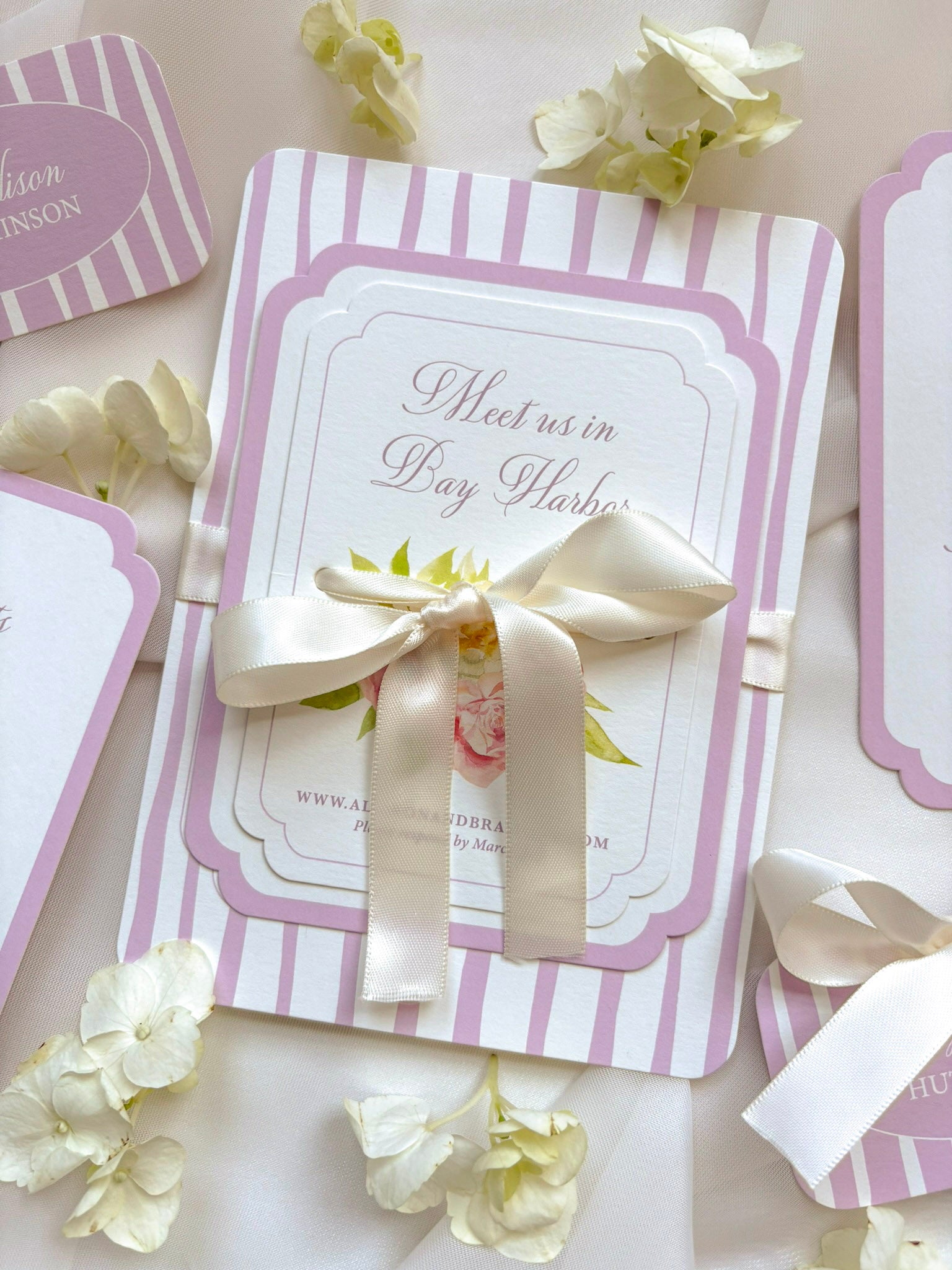 Purple Stripes Invitation Suite