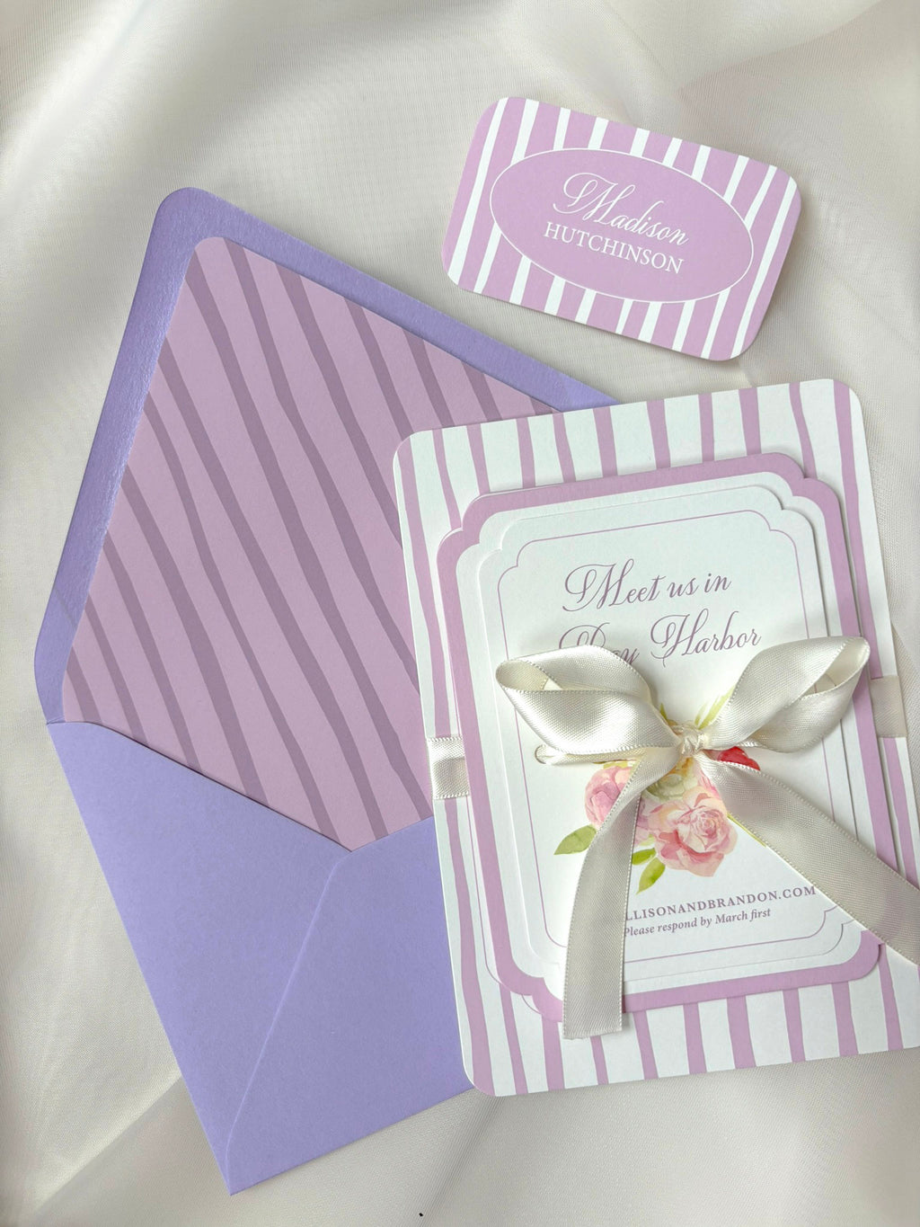Purple Stripes Invitation Suite