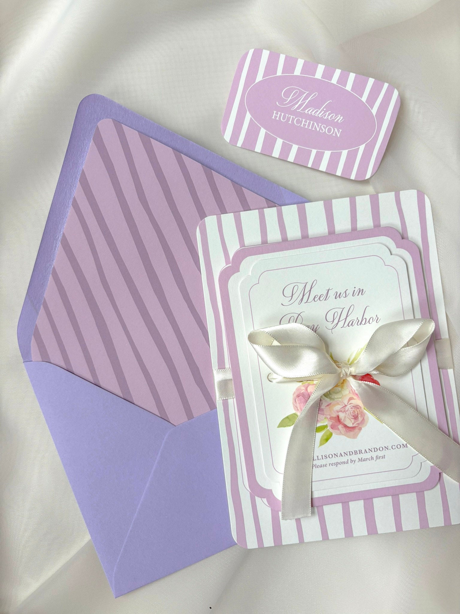 Purple Stripes Invitation Suite