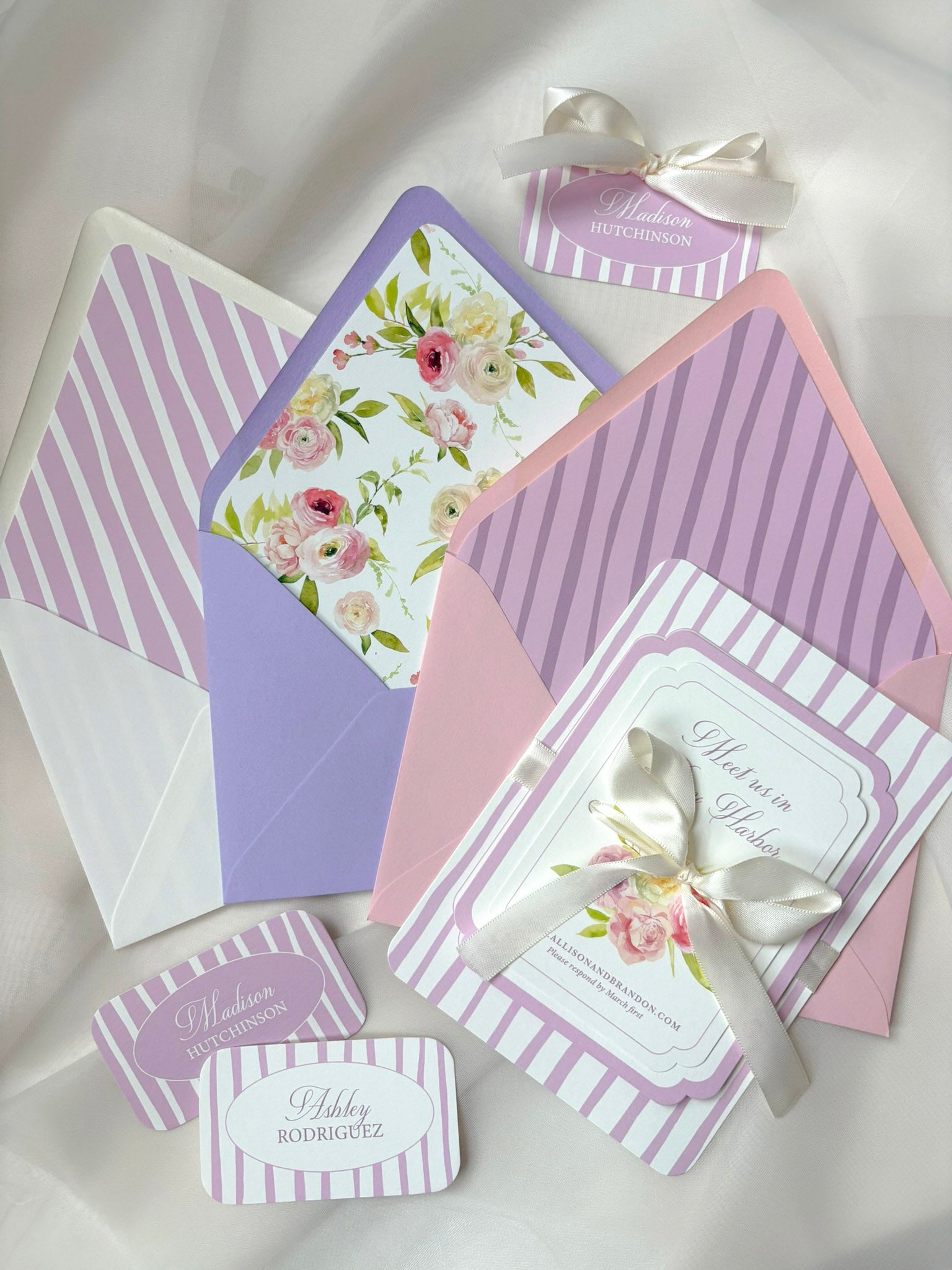 Purple Stripes Invitation Suite