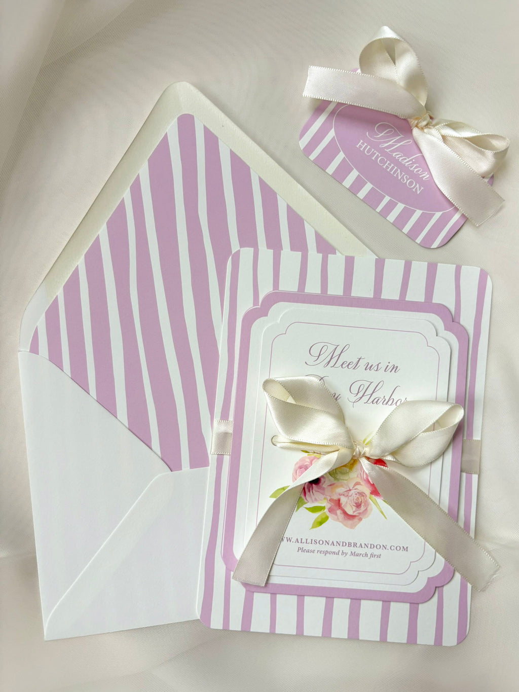 Purple Stripes Invitation Suite
