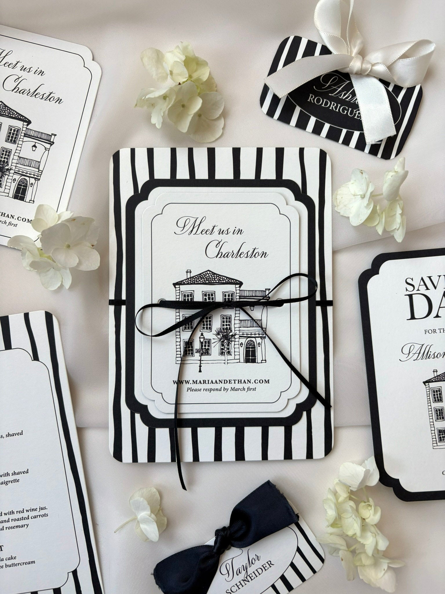 Black and White Double Round Save-the-Date