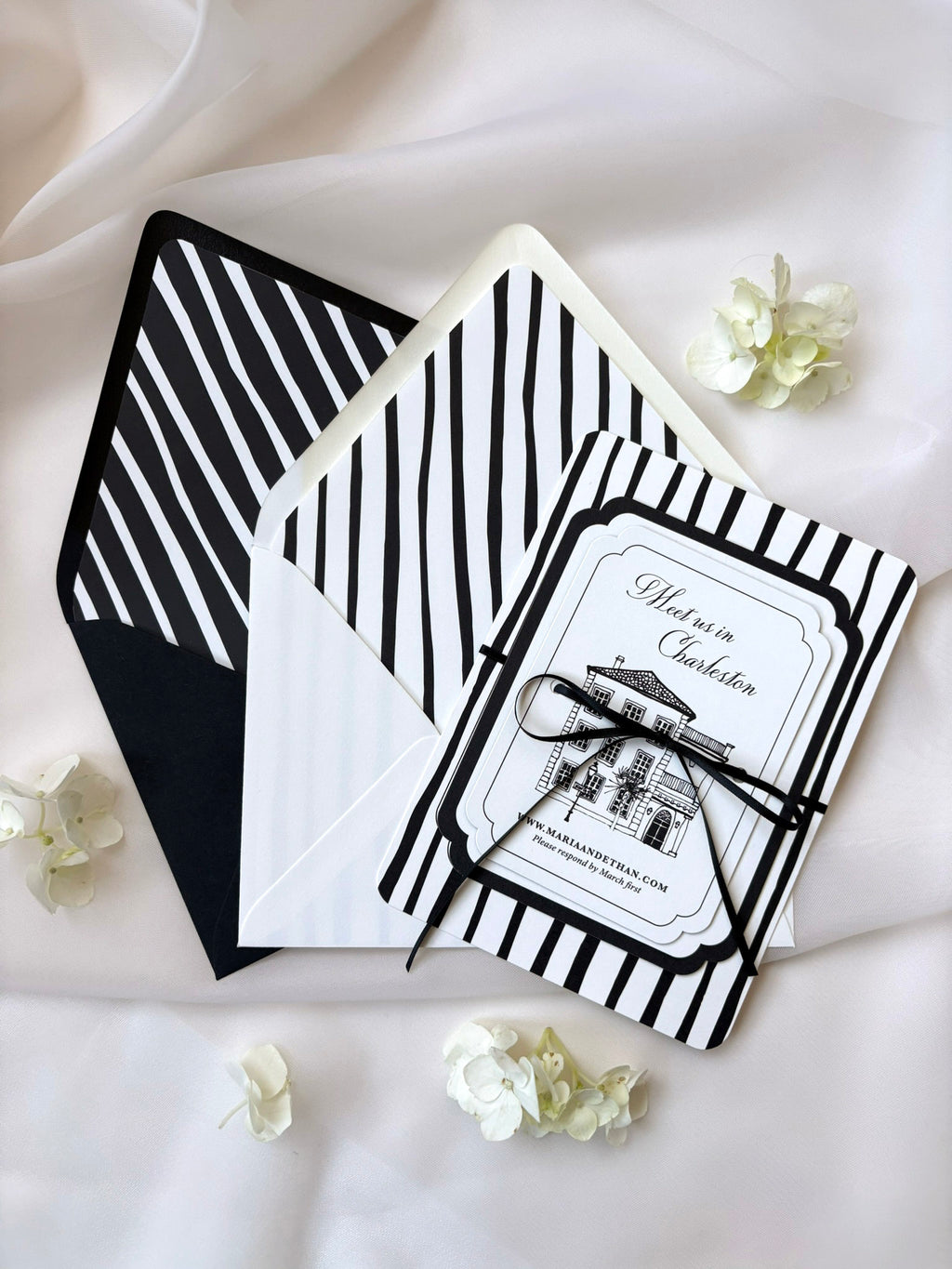 Black and White Stripes Invitation Suite