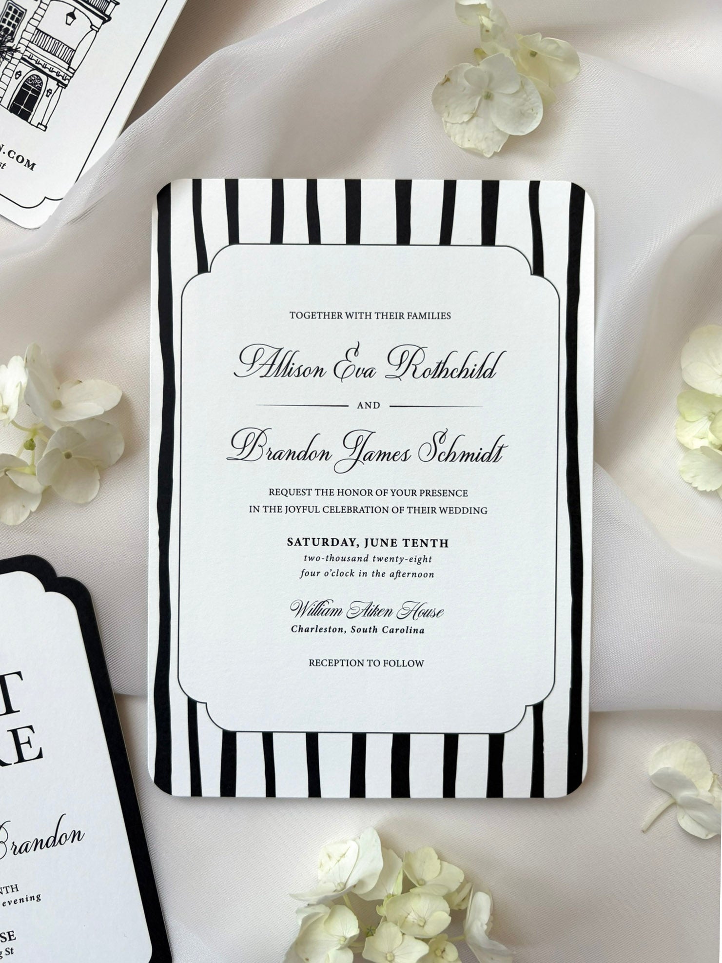 Black and White Stripes Invitation Suite