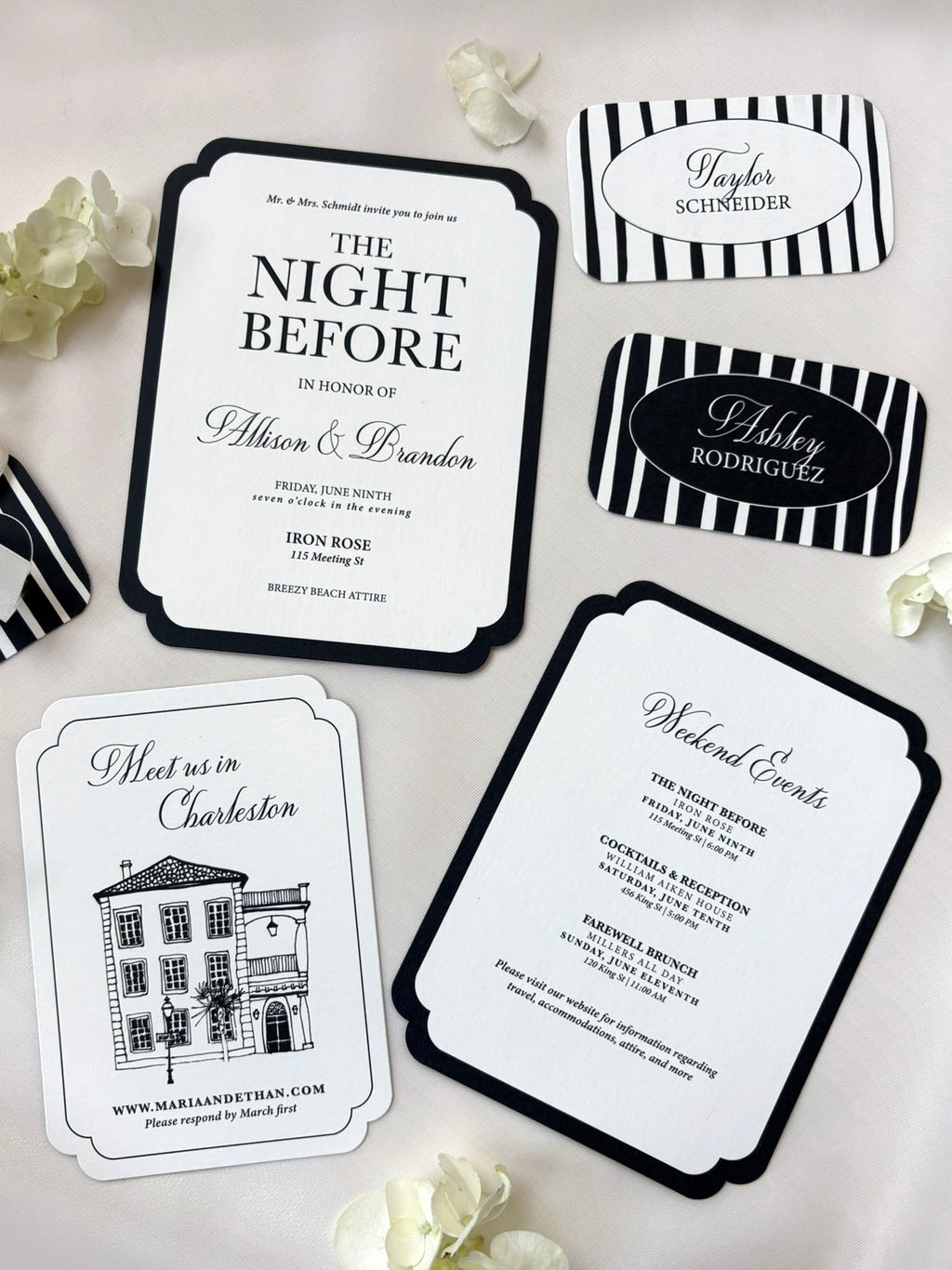 Black and White Stripes Invitation Suite