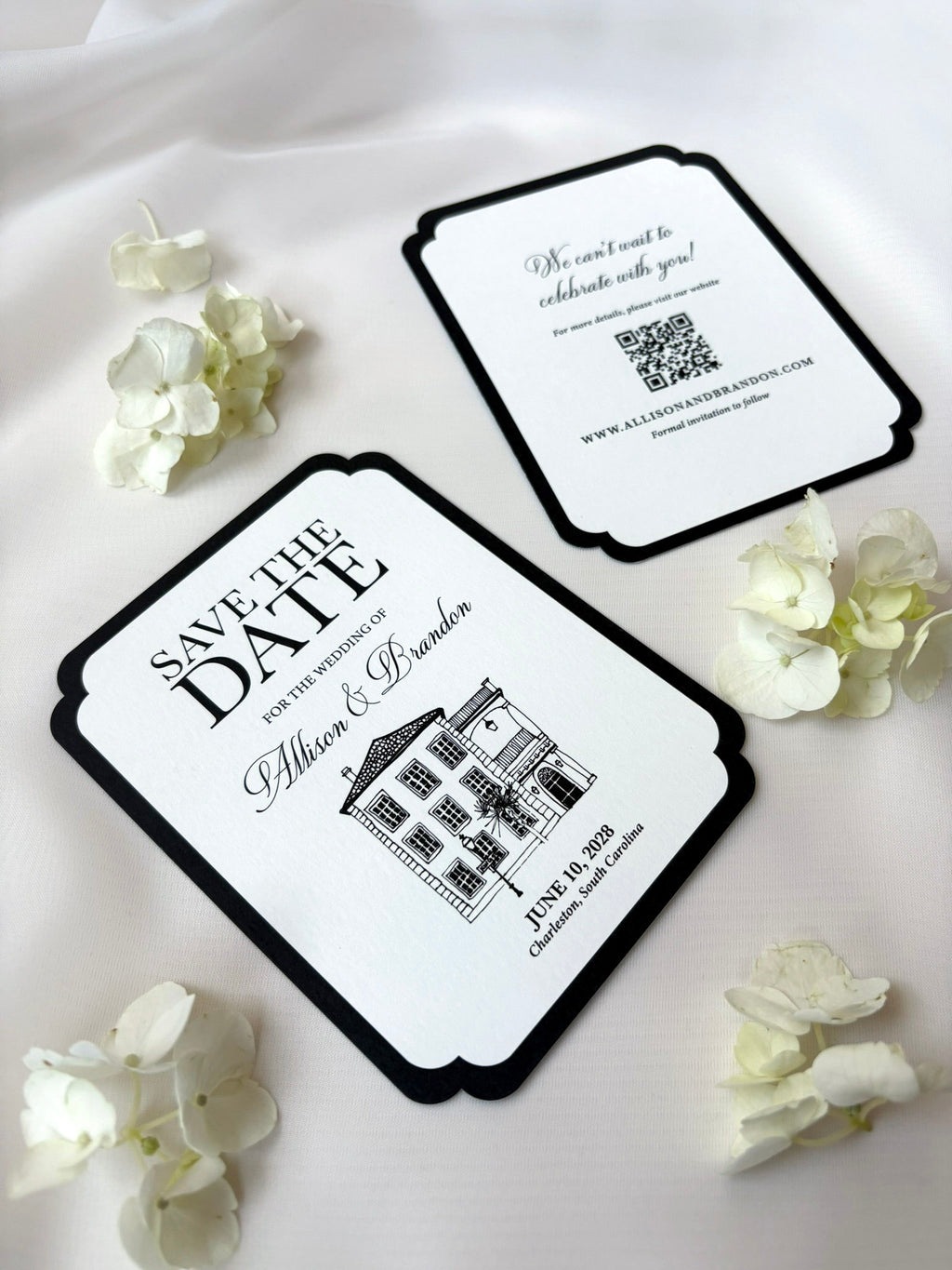 Black and White Double Round Save-the-Date