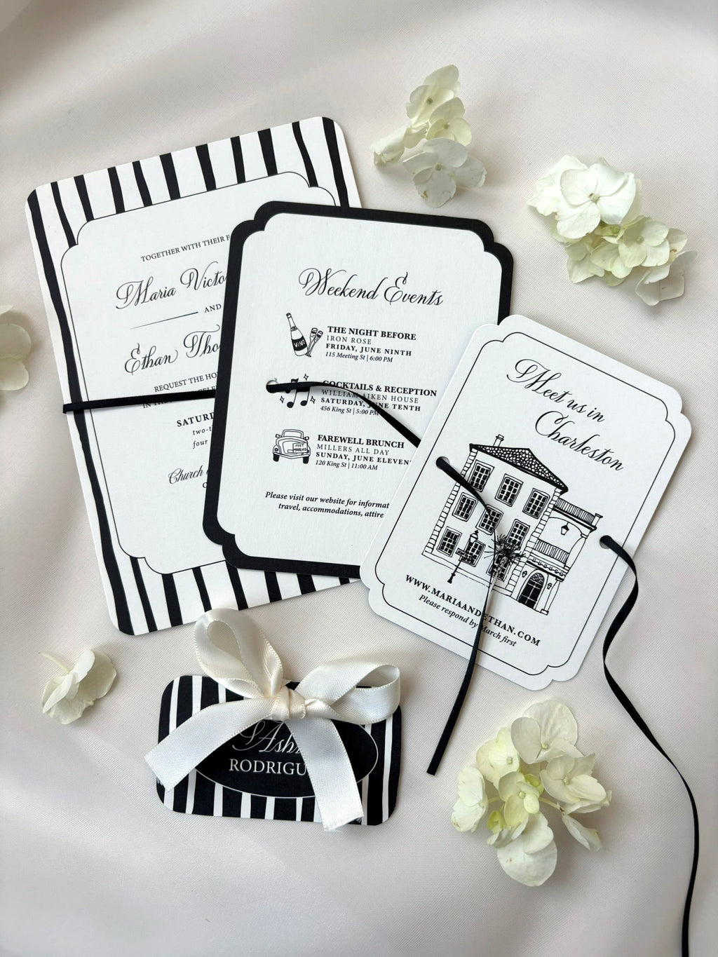Black and White Stripes Invitation Suite