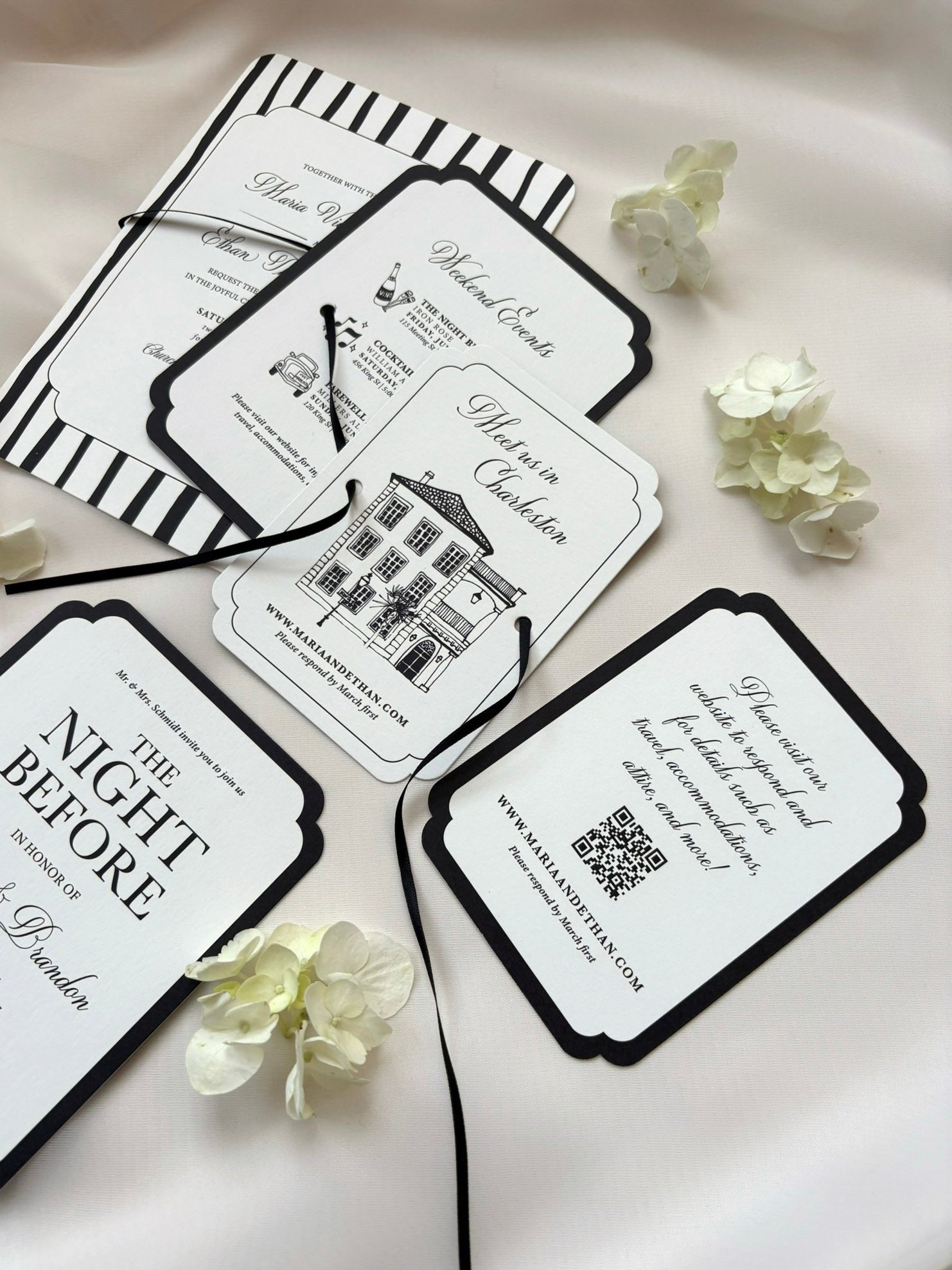 Black and White Stripes Invitation Suite