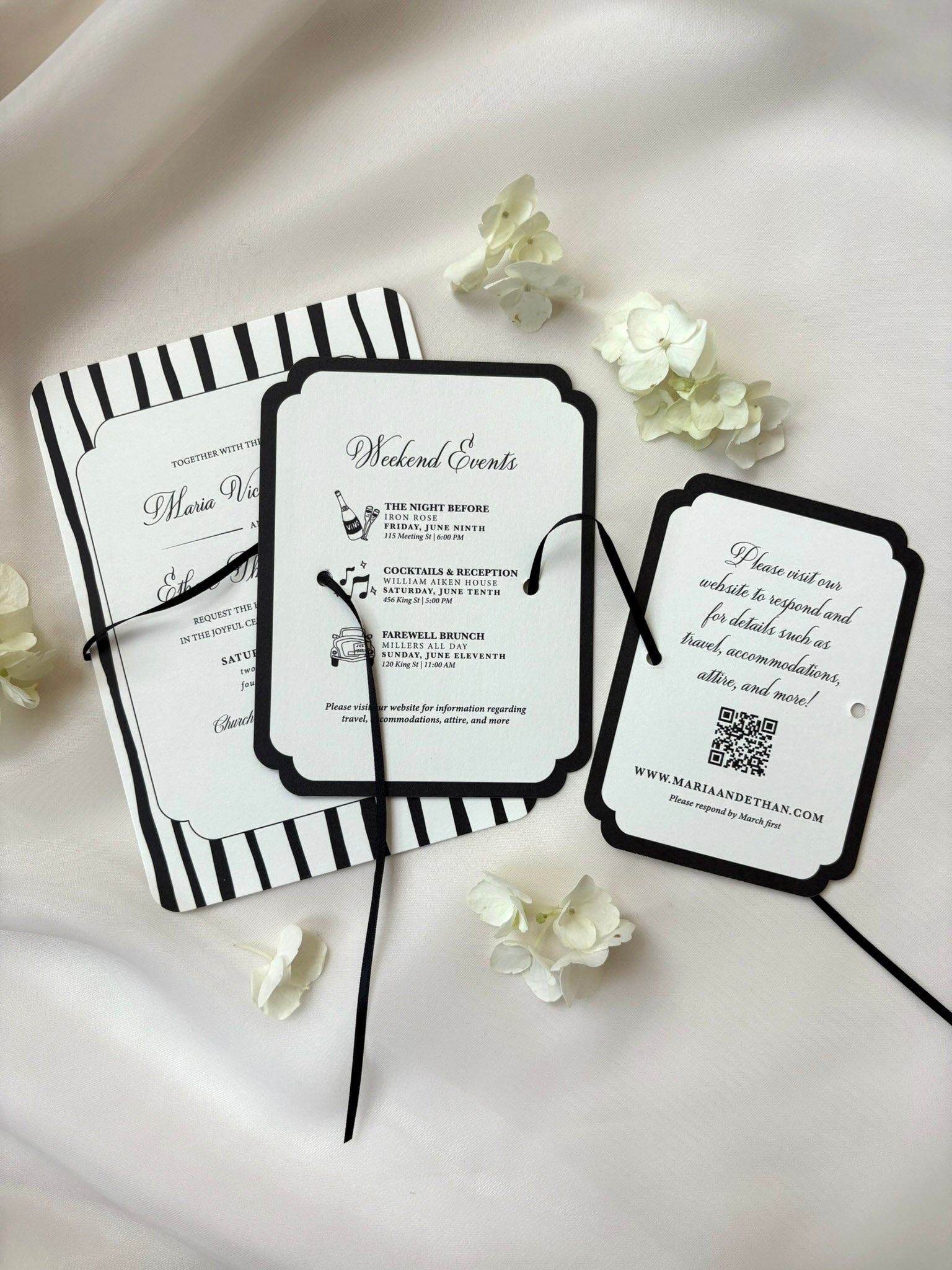 Black and White Stripes Invitation Suite
