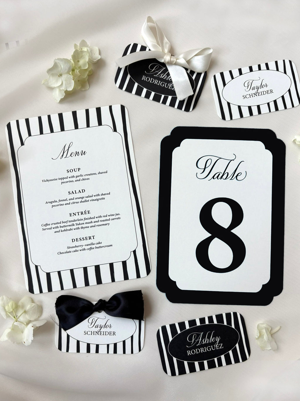 Black and White Stripes Invitation Suite
