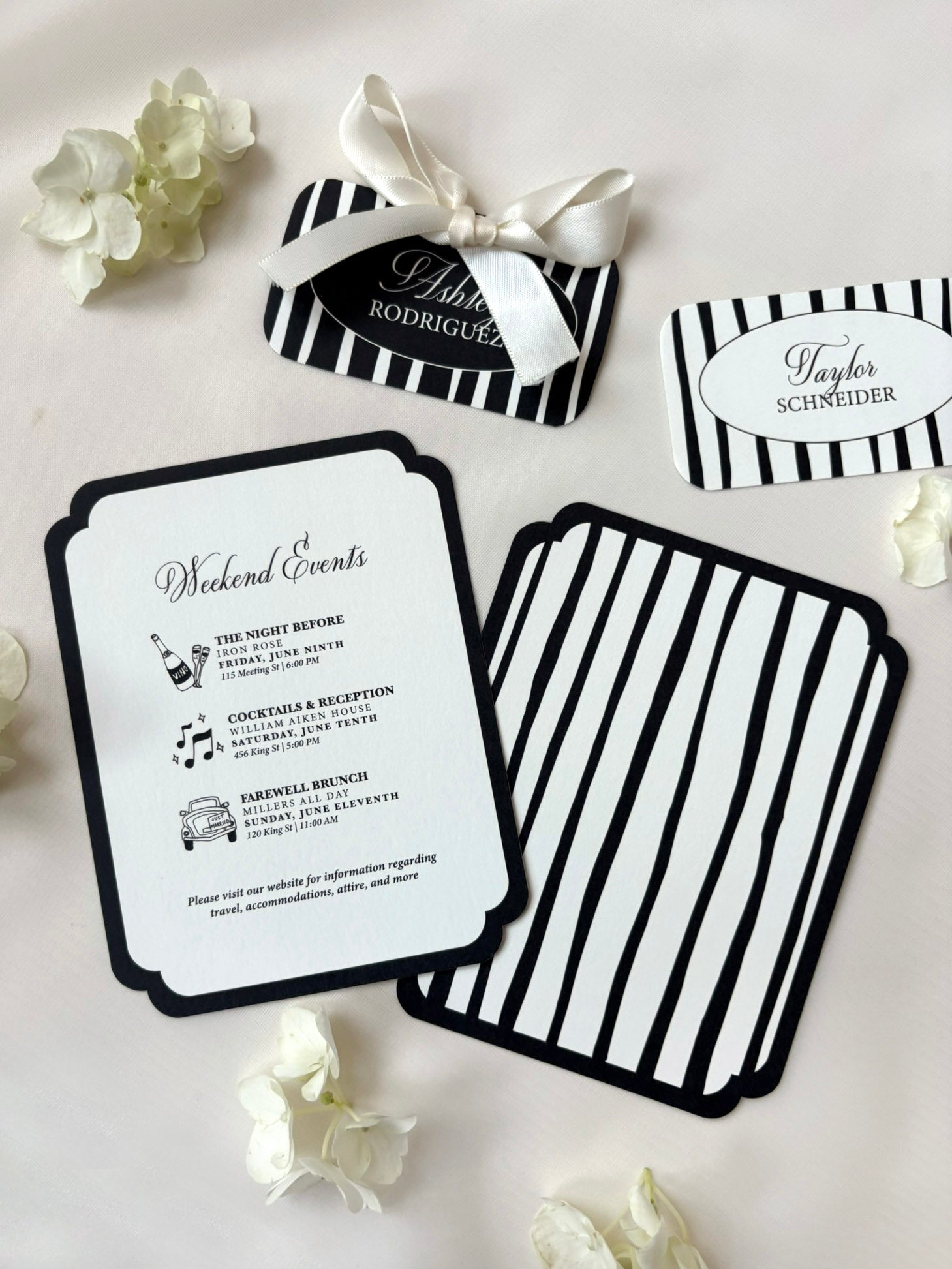 Black and White Stripes Invitation Suite