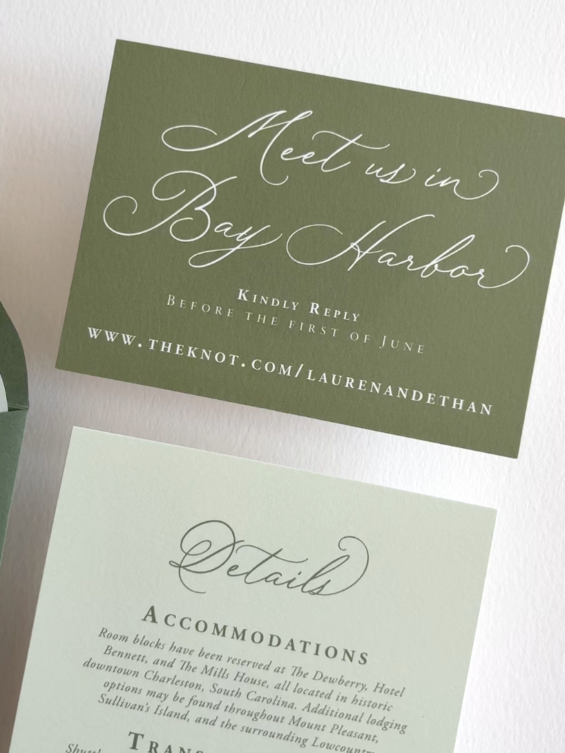 Sage and Moss Green Garden Invitation Suite