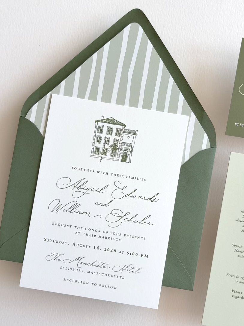 Sage and Moss Green Garden Invitation Suite
