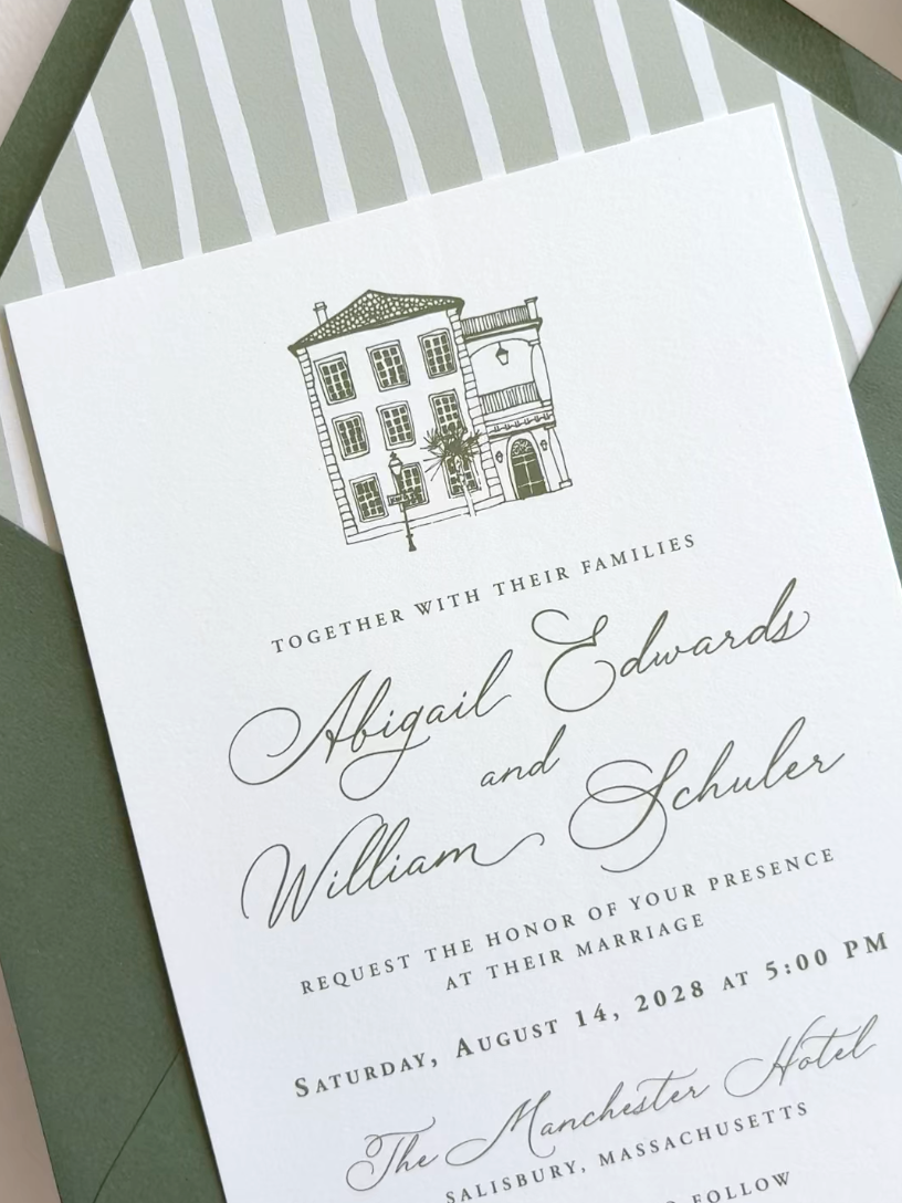 Sage and Moss Green Garden Invitation Suite