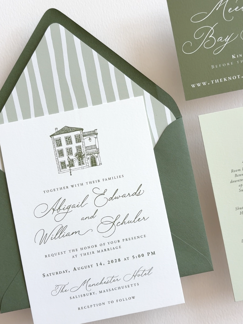 Sage and Moss Green Garden Invitation Suite