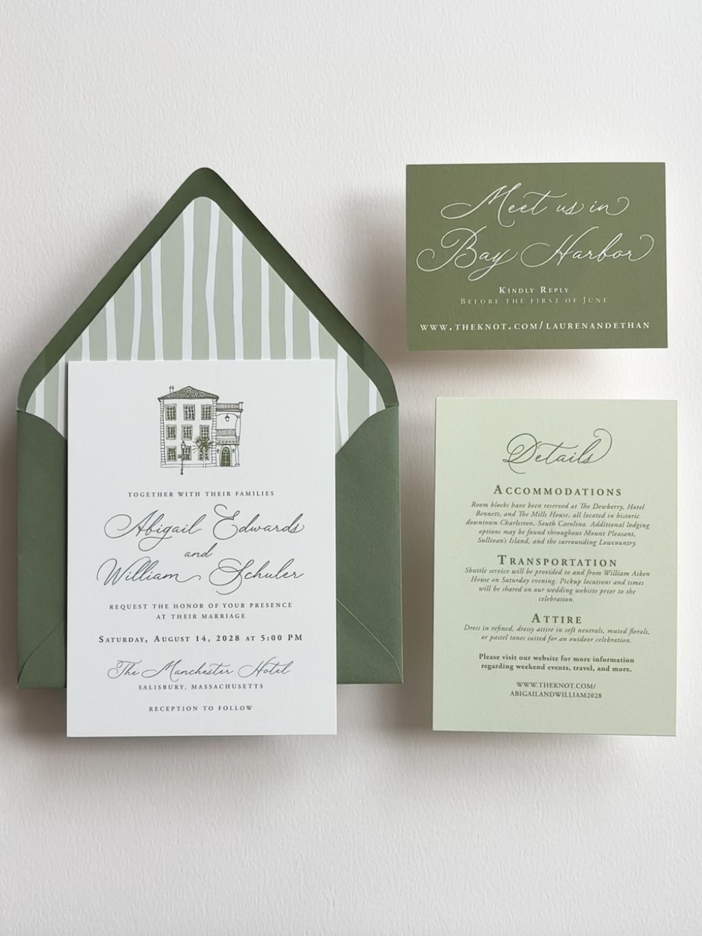 Sage and Moss Green Garden Invitation Suite
